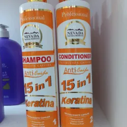 Set de Shampoo y Acondicionador Profesional 15 en 1 con Keratina de Nevada Natural Products.