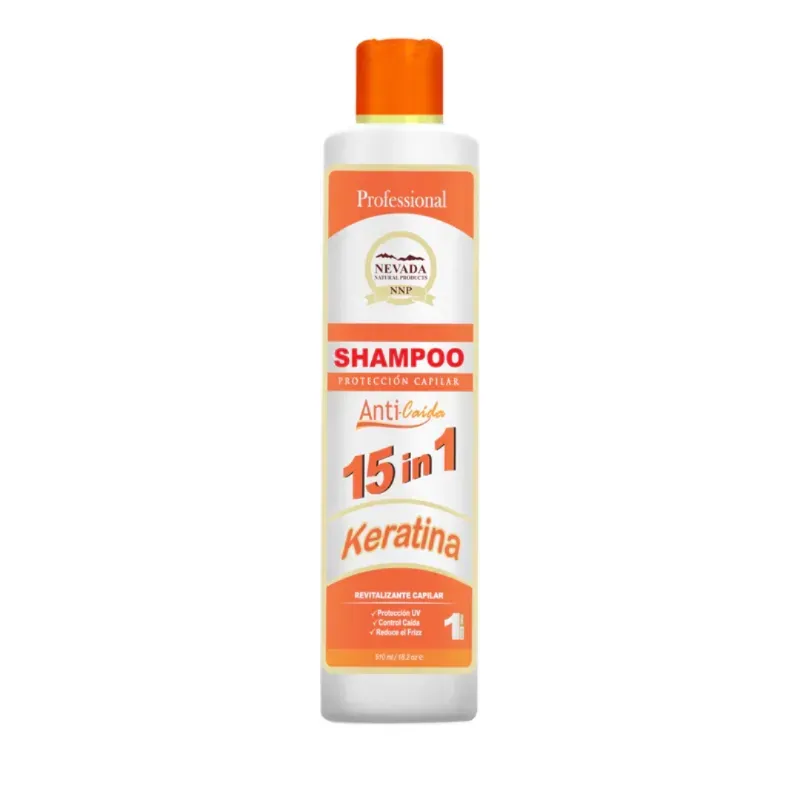 Shampoo Profesional 15 en 1 con Keratina de Nevada Natural Products.