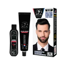 Tinte para cabello y barba de la marca Nevada Barber Shop, en el tono negro natural. 