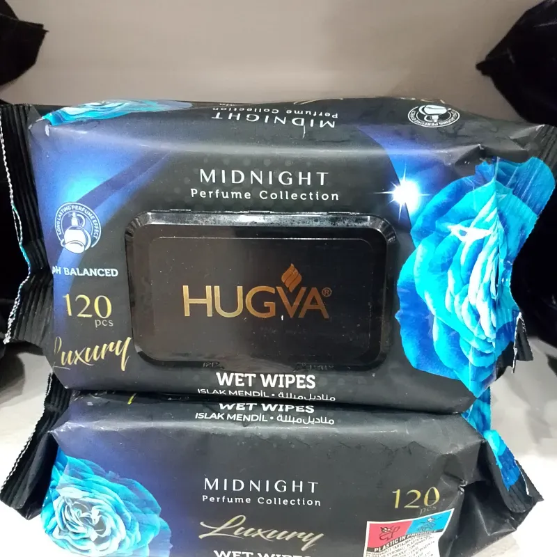 Toallitas húmedas de la colección Midnight de Hugva. 