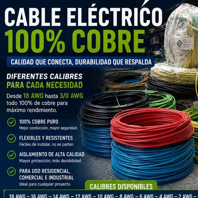 Cable Eléctrico awg 12 THHN 100% de Cobre