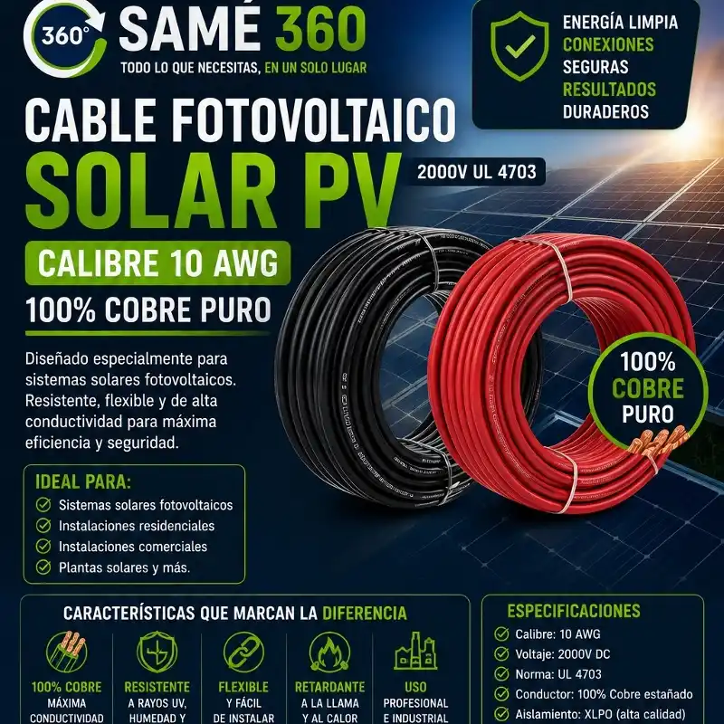 Cable Fotovoltaico Calibre 10 awg