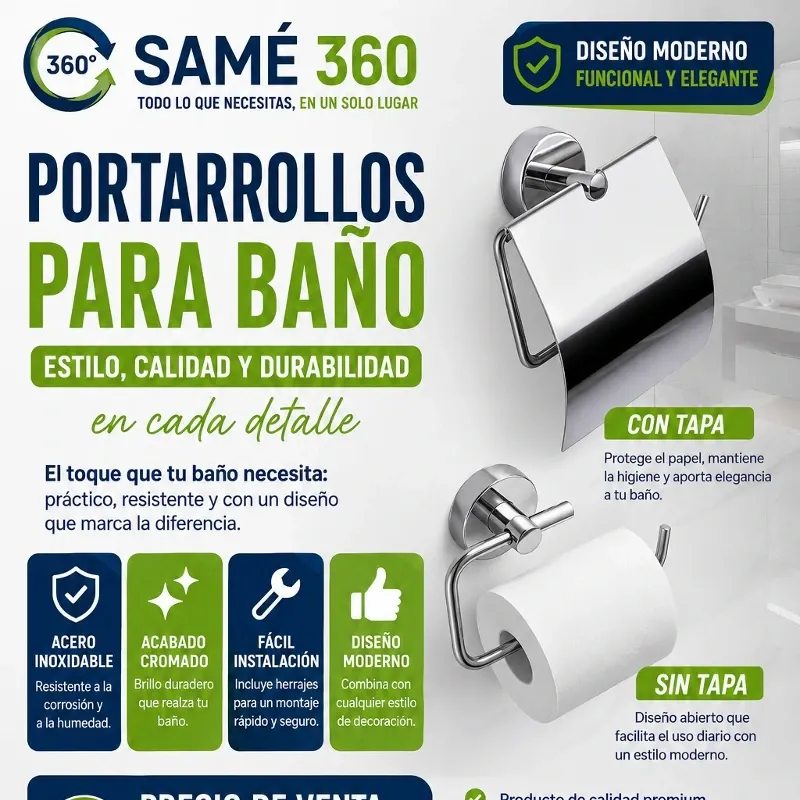 Papelera o Portarollo Cromado