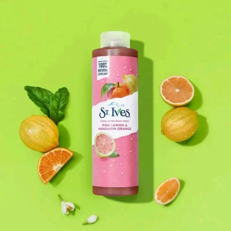 Gel de baño exfoliante de limón rosa y mandarina 