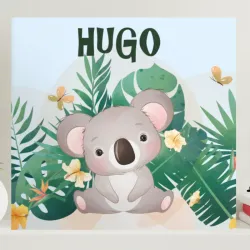 Cuadro para bebés Lindo koala para niño con nombre