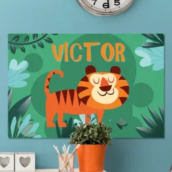 Cuadro para bebés Lindo tigre para niño con nombre