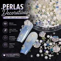 Decoración de Rosas y Perlas Blancas Estuche Redondo