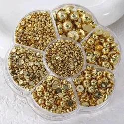 Decoracion Medias Perlas Dorado(Estuche en forma de Flor)