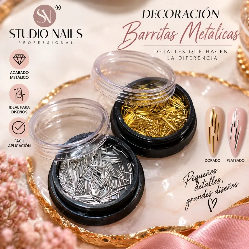 Estuche palitos dorados y plateados