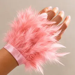 Guantes de plumas Rosado