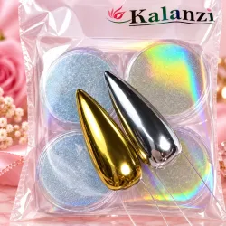 Set Efecto Espejo Dorado y Plateado (4 piezas)
