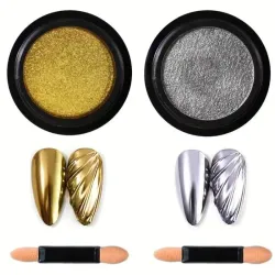 Set Efecto Espejo Dorado y Plateado (Sólido)