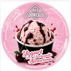 Helado Italiano Yogurt con Variegato Amarena
