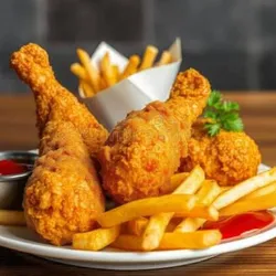 Pollitos con patatas fritas 