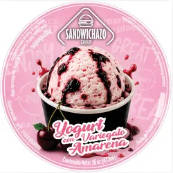 Pote de Helado Yogurt con Variegato de Amarena 16oz