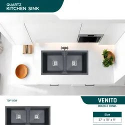Fregadero doble material cuarzo antirayaduras