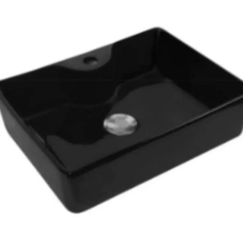 Lavamanos sobre encimera color negro