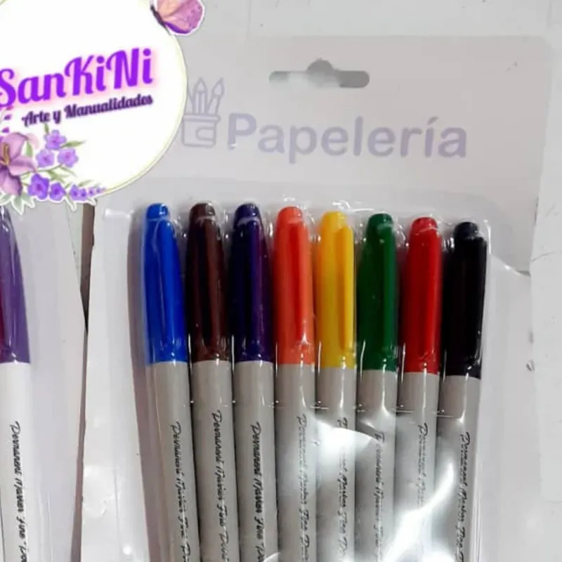 Estuche d plumones permanentes colores solidos