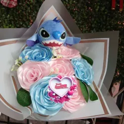 Romo de flores eternas + peluche