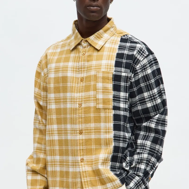 Camisa de Mangas largas a cuadros negros/amarillos