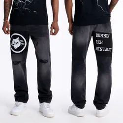 Jeans con estampado Black Cat