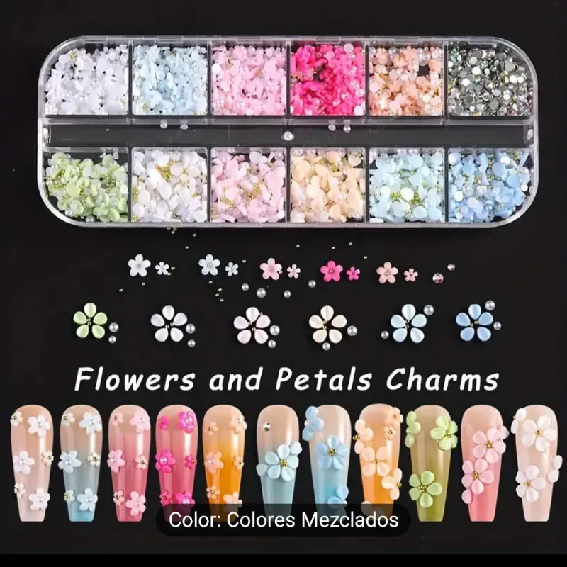 Caja de flores de recina y pétalos