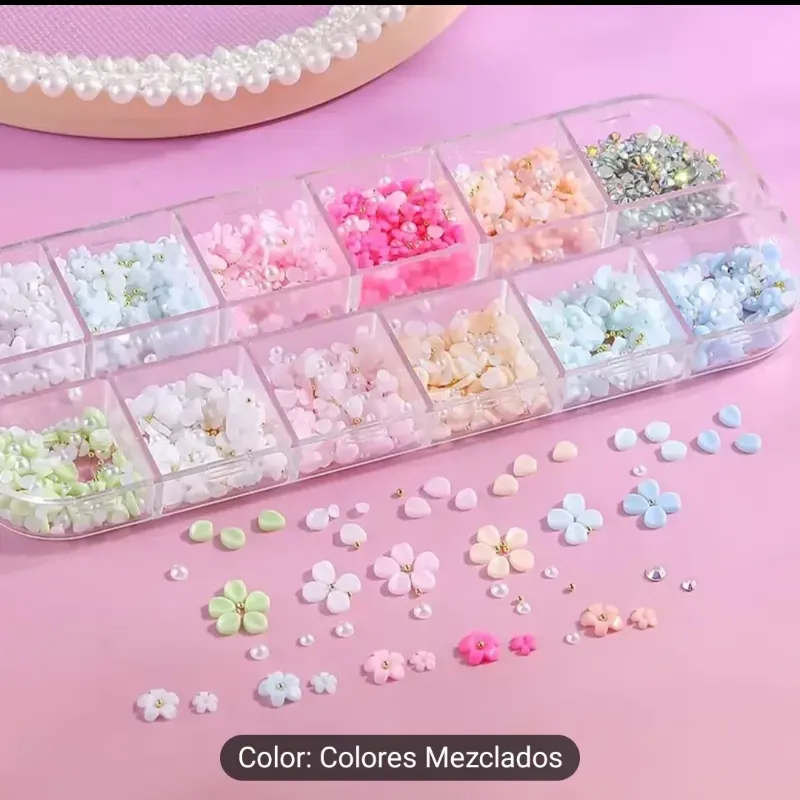 Caja de flores de recina y pétalos