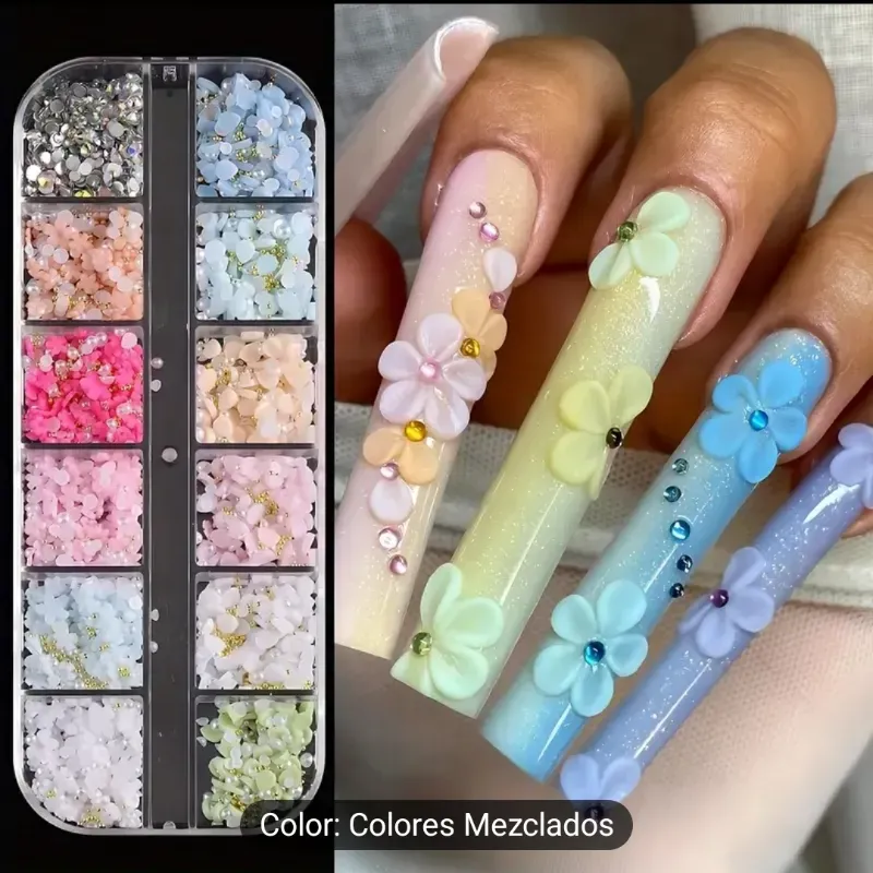 Caja de flores de recina y pétalos