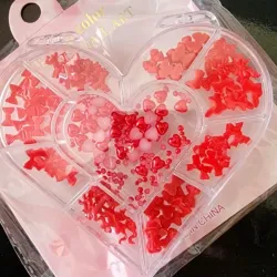 Caja de lazos y medias perlas rojo