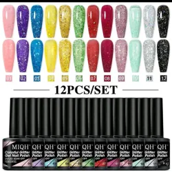 Gama de 12 esmaltes con glitter de 5ml