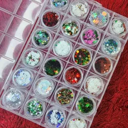 Potes de gliter y copos para encapsular 