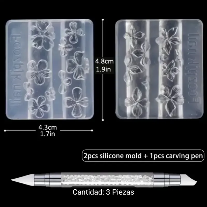 Set de 2 moldes de cilicona y pincel de goma