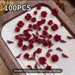 Sobre de 100 piezas de rosas con hojas 