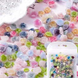 Sobres de 100 piezas de rosas con hojas y perlas