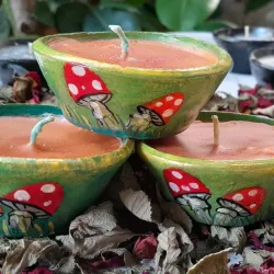 VELAS CON DECORACIÓN DE HONGOS (solo disponible en el punto de venta del Parque de las Flores "La Maison")