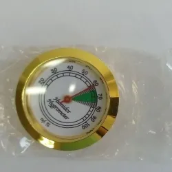 Higrómetro redondo de esfera plana, metal y cristal, R2