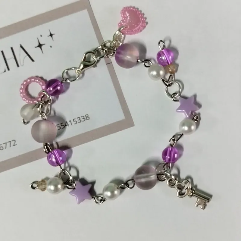 Pulsera rosada y violeta
