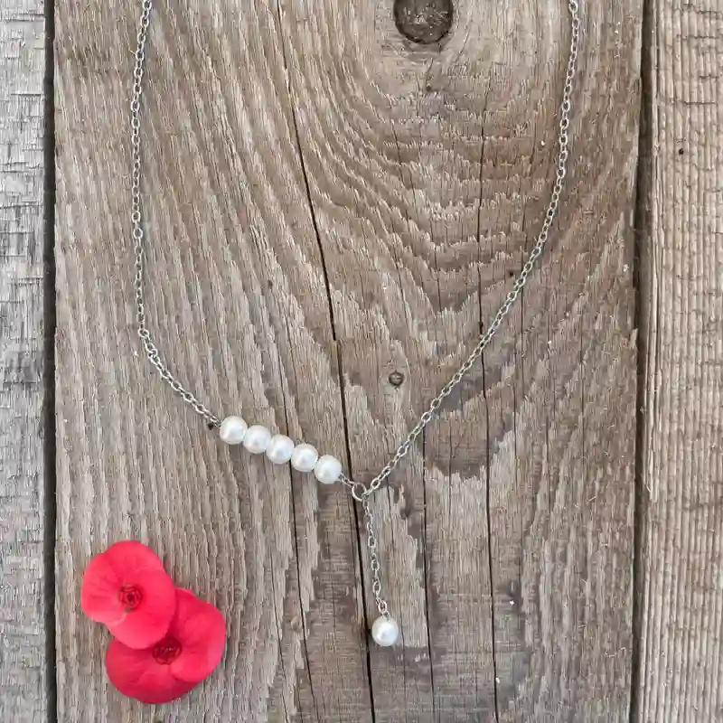 Collar de Acero inoxidable + perlas 