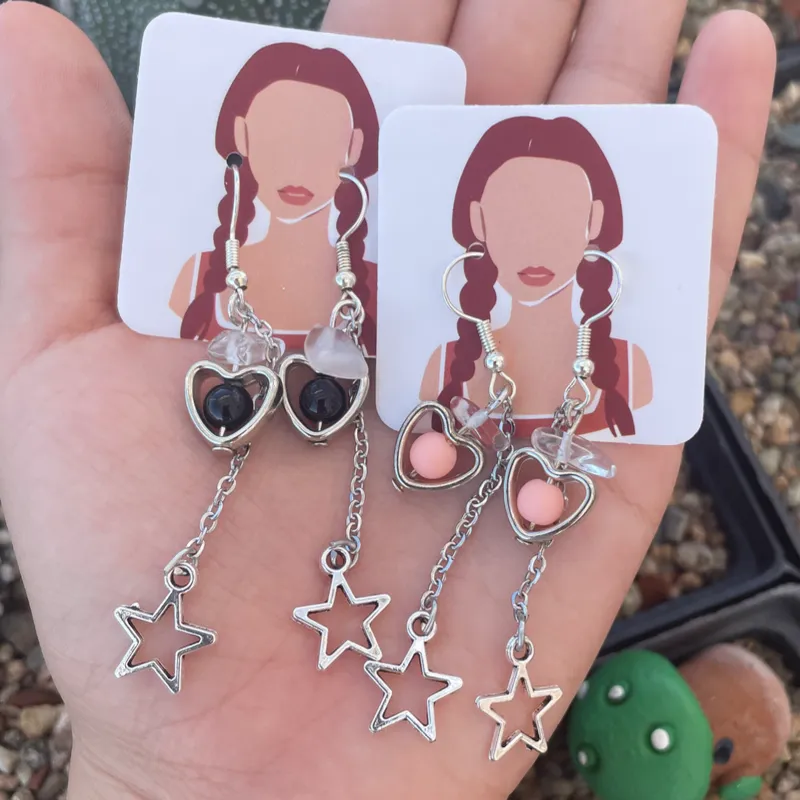 Aretes de corazón y estrellas 