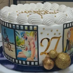Cakes 20 cm, relleno con dulce leche y foto comestible.
