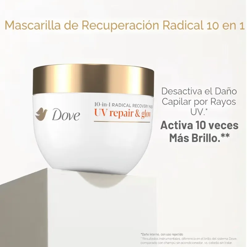 Dove 10 in 1 UV Repair & Glow - Mascarilla Capilar Recuperación Radical