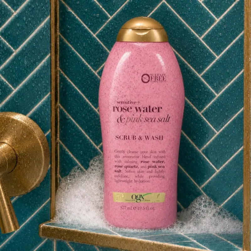 OGX Scrub & Wash Sensitive + Rose Water & Pink Sea Salt