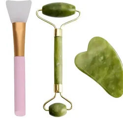 Juego de rodillo de jade, gua sha y aplicador ✨