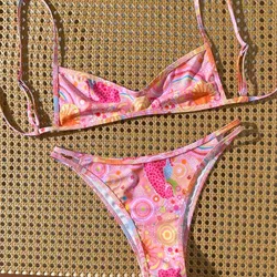 Bikini rosa estampado