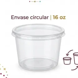 Envase plástico con tapa 16 oz 