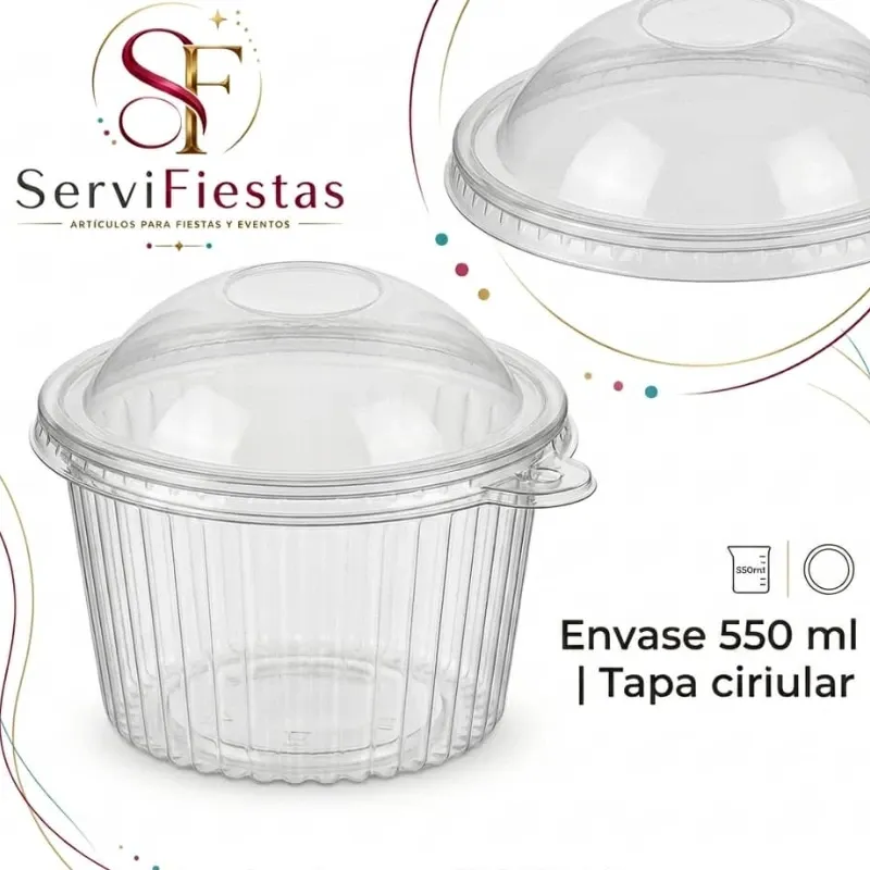 Envase plástico con tapa circular 550ml