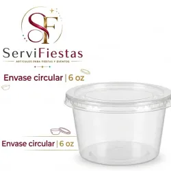 Envase plástico con tapa 6 oz 