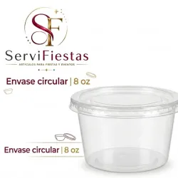Envase plástico con tapa 8 oz 