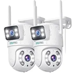 SOVMIKU 2WS318【Enlace de lente dual】【Cable enchufable】 Cámara de seguridad Pan/Tilt de 6MP para exteriores, cámara WiFi, seguimiento automático, detección...