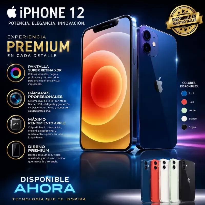 📱iPhone 12 UNLOCK FACTORY (64GB de Almacenamiento) 85% / AZUL